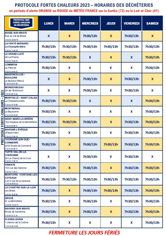 horaire forte chaleur